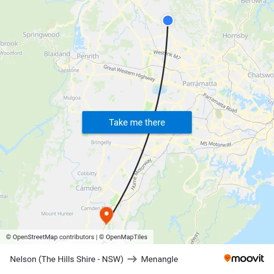 Nelson (The Hills Shire - NSW) to Menangle map