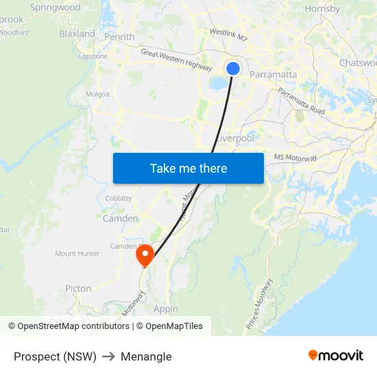 Prospect (NSW) to Menangle map