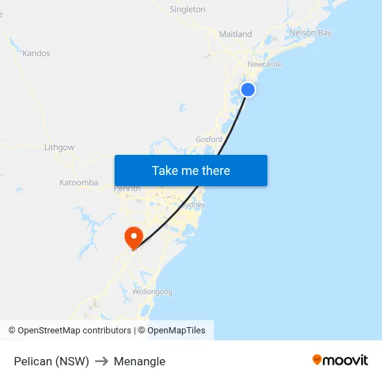 Pelican (NSW) to Menangle map