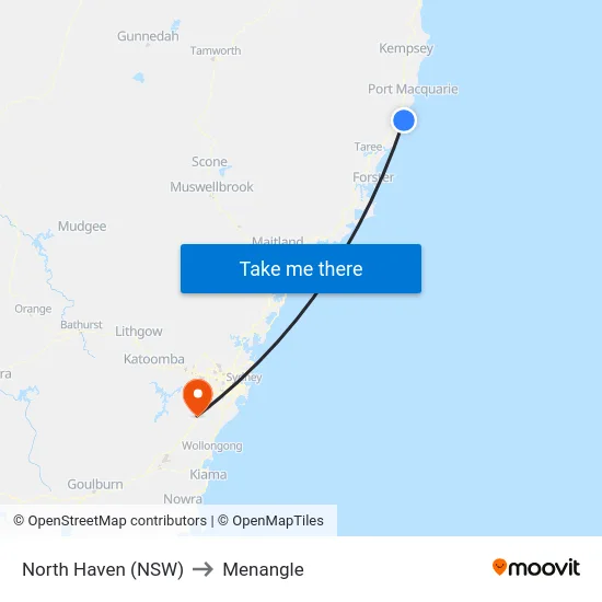 North Haven (NSW) to Menangle map