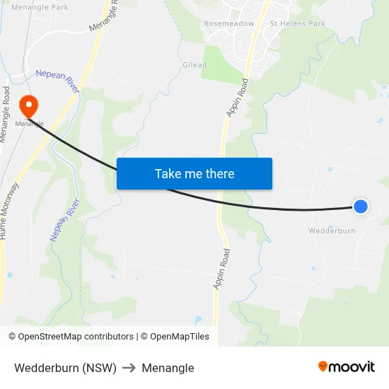 Wedderburn (NSW) to Menangle map