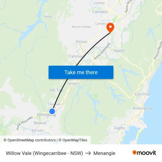 Willow Vale (Wingecarribee - NSW) to Menangle map