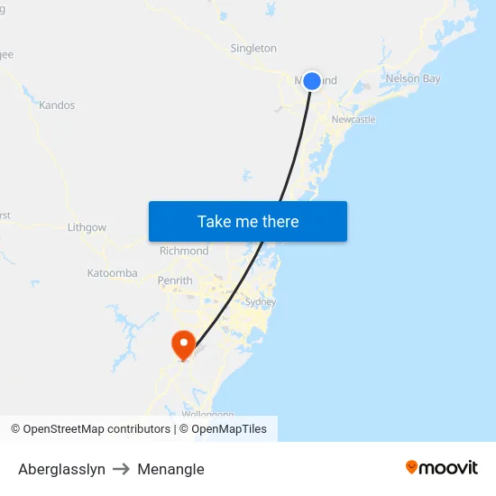 Aberglasslyn to Menangle map