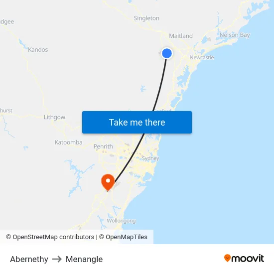 Abernethy to Menangle map