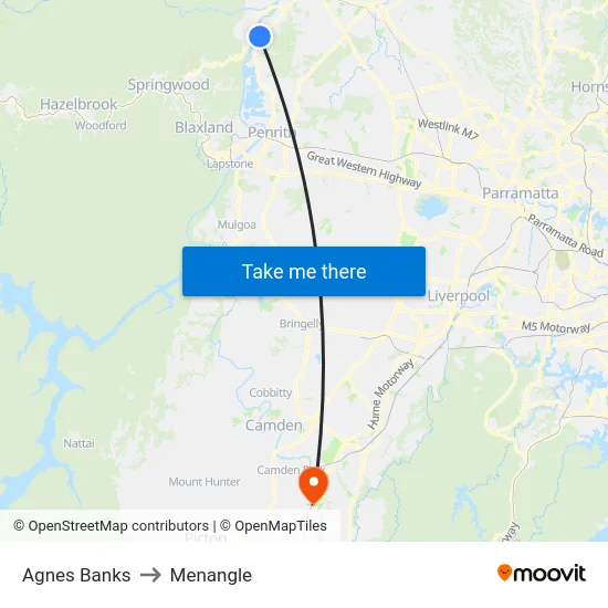 Agnes Banks to Menangle map