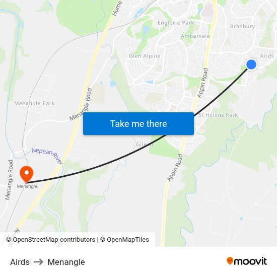 Airds to Menangle map
