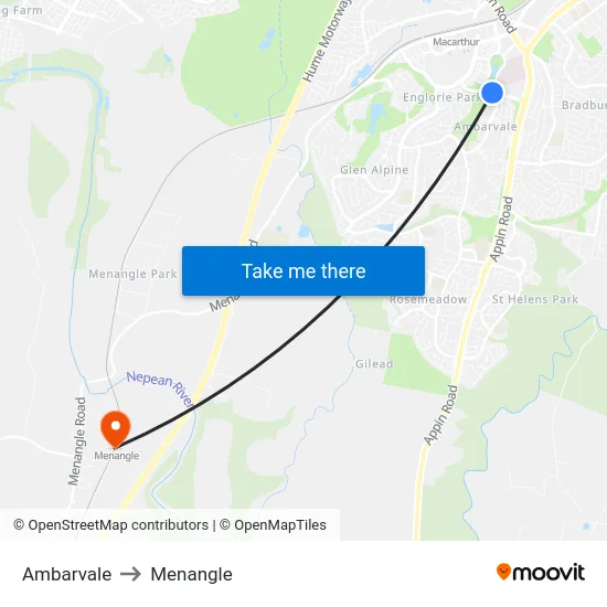 Ambarvale to Menangle map