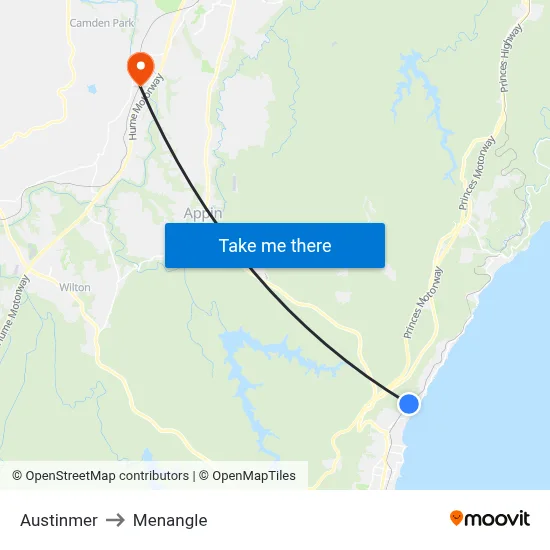 Austinmer to Menangle map