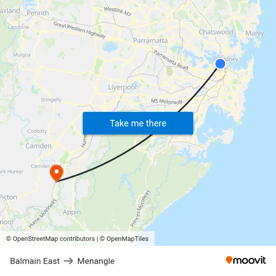 Balmain East to Menangle map