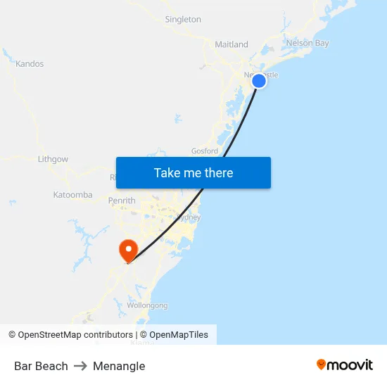 Bar Beach to Menangle map