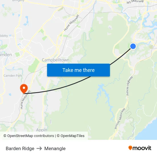 Barden Ridge to Menangle map