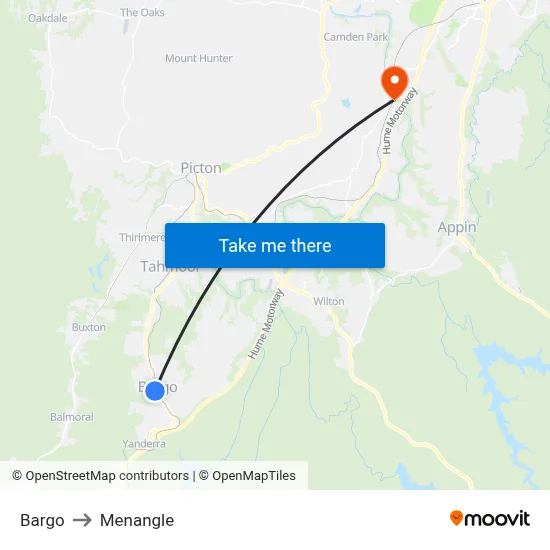 Bargo to Menangle map