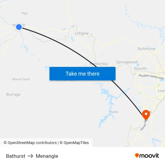 Bathurst to Menangle map