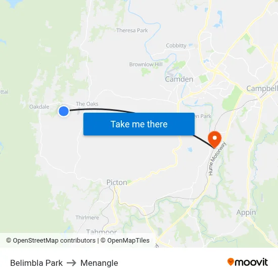 Belimbla Park to Menangle map