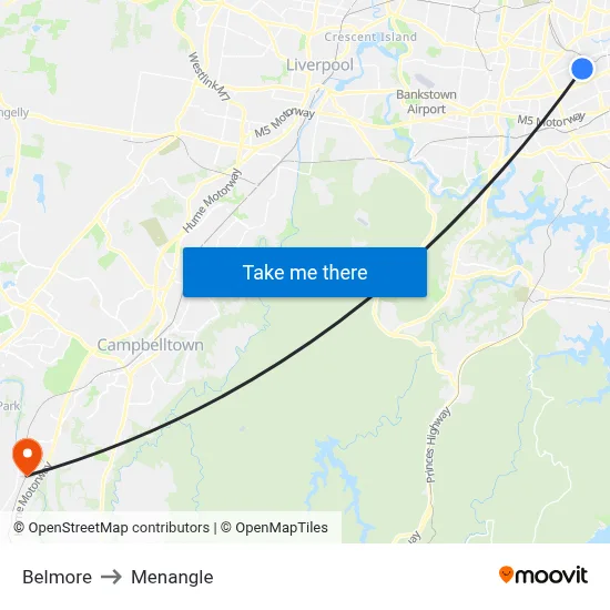 Belmore to Menangle map