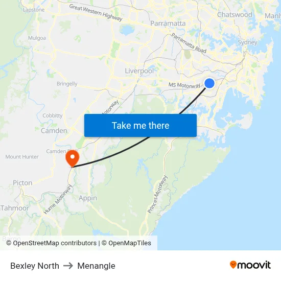 Bexley North to Menangle map