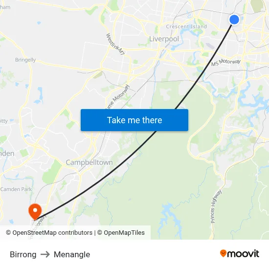 Birrong to Menangle map