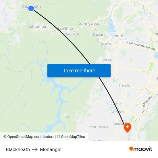 Blackheath to Menangle map