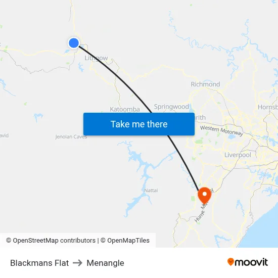 Blackmans Flat to Menangle map