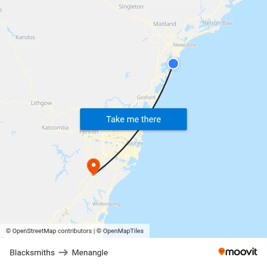 Blacksmiths to Menangle map