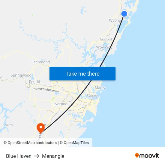 Blue Haven to Menangle map