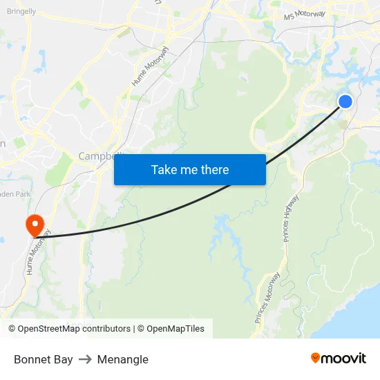 Bonnet Bay to Menangle map