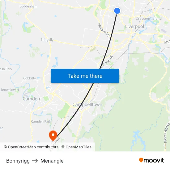 Bonnyrigg to Menangle map