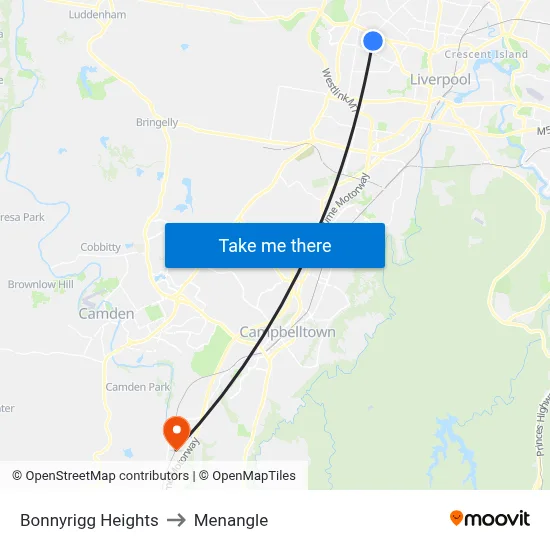 Bonnyrigg Heights to Menangle map