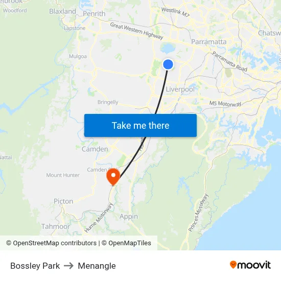 Bossley Park to Menangle map