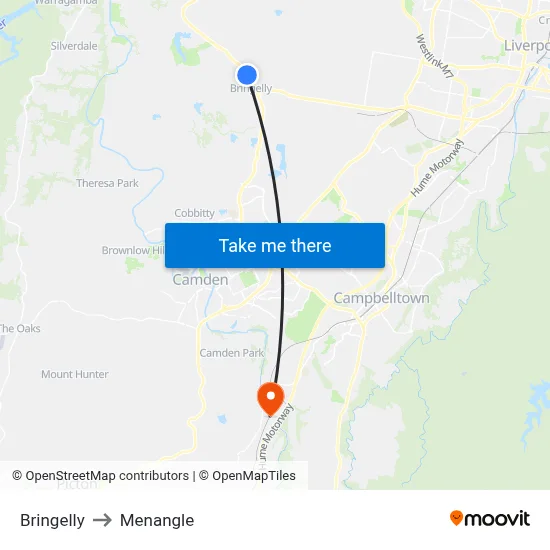 Bringelly to Menangle map