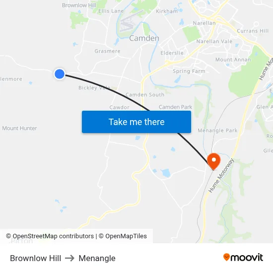 Brownlow Hill to Menangle map