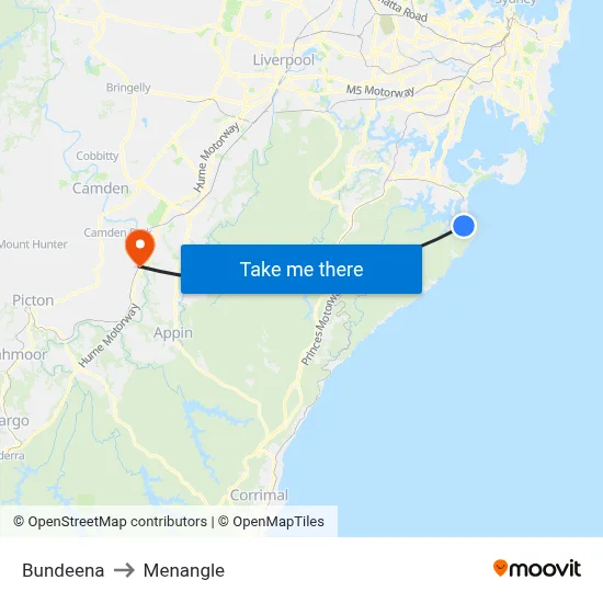 Bundeena to Menangle map