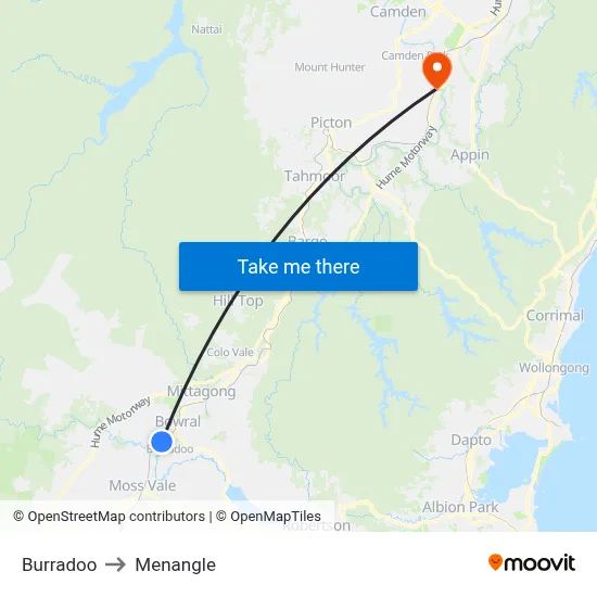 Burradoo to Menangle map