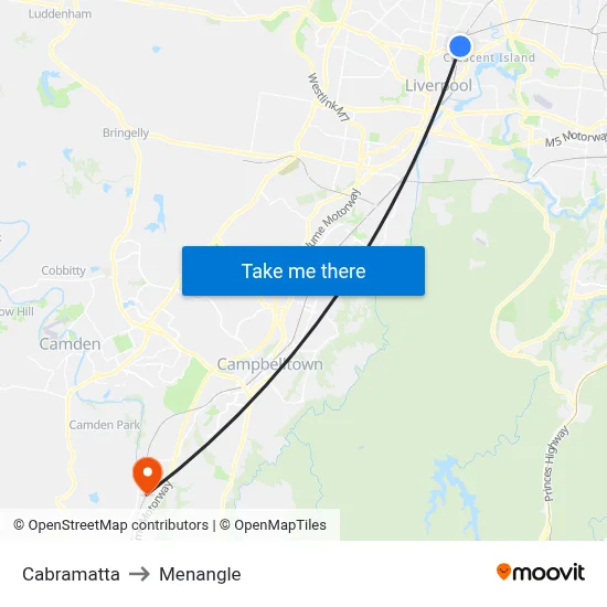 Cabramatta to Menangle map