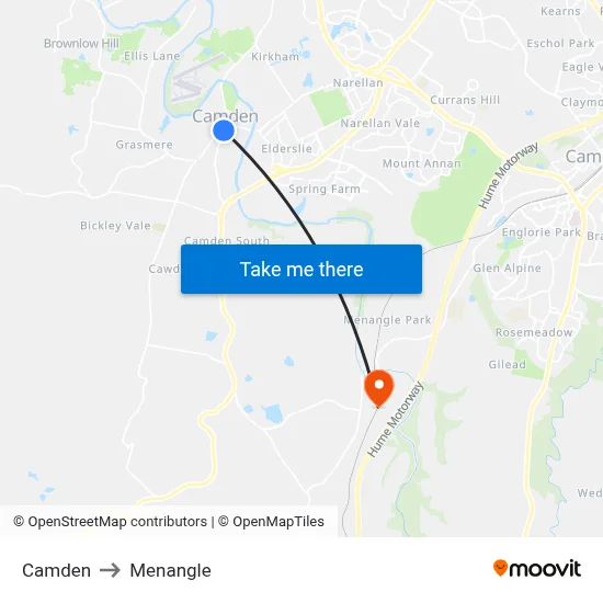 Camden to Menangle map