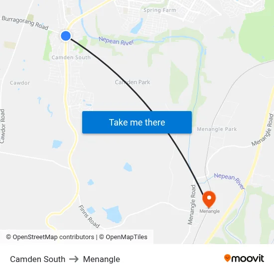 Camden South to Menangle map