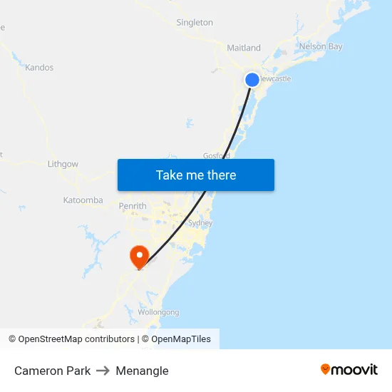 Cameron Park to Menangle map