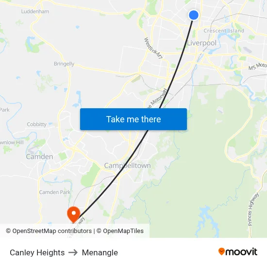 Canley Heights to Menangle map
