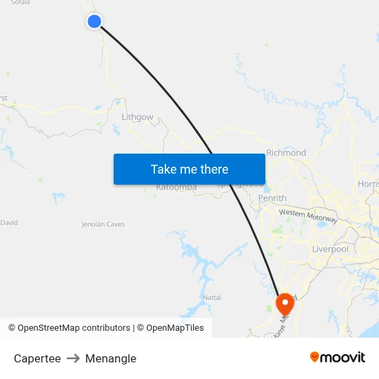 Capertee to Menangle map