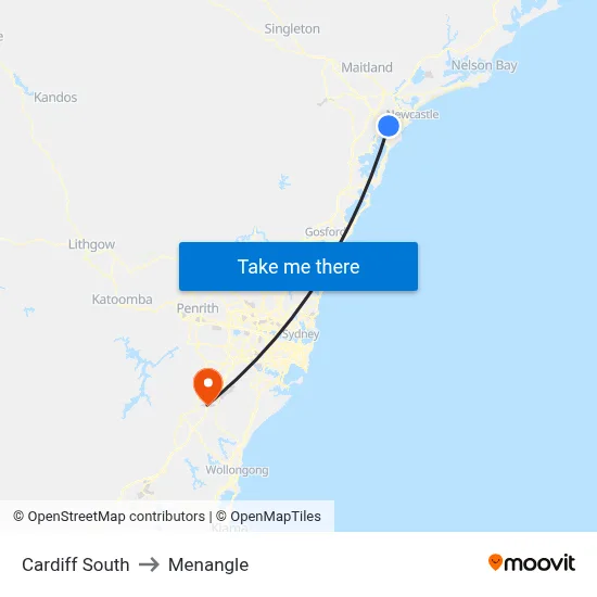 Cardiff South to Menangle map