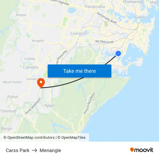 Carss Park to Menangle map