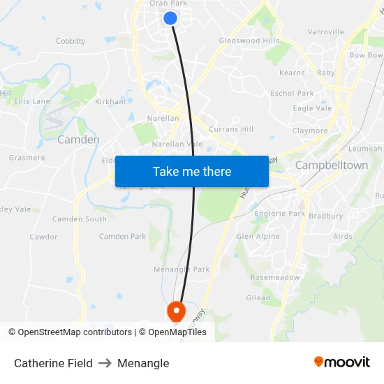 Catherine Field to Menangle map