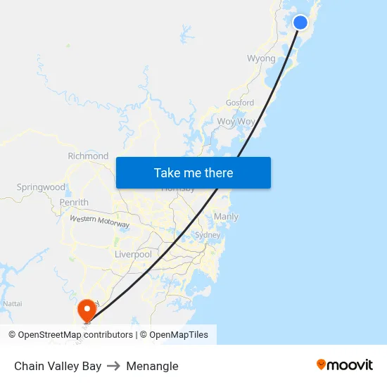 Chain Valley Bay to Menangle map