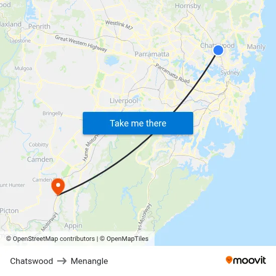 Chatswood to Menangle map