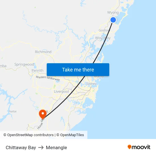 Chittaway Bay to Menangle map