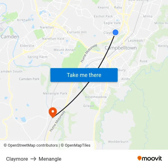 Claymore to Menangle map