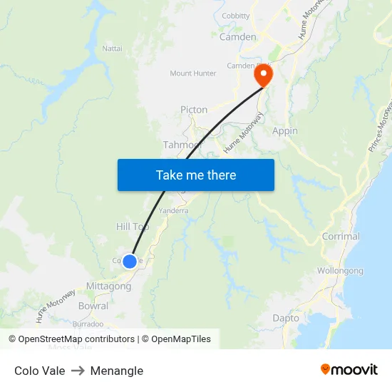 Colo Vale to Menangle map