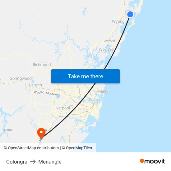 Colongra to Menangle map