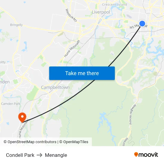 Condell Park to Menangle map