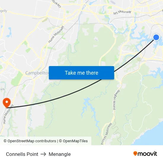 Connells Point to Menangle map